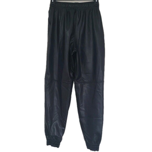 Abercrombie & Fitch Jogger Pant Women XS Black Vegan Leather High Waisted Casual - Picture 4 of 14